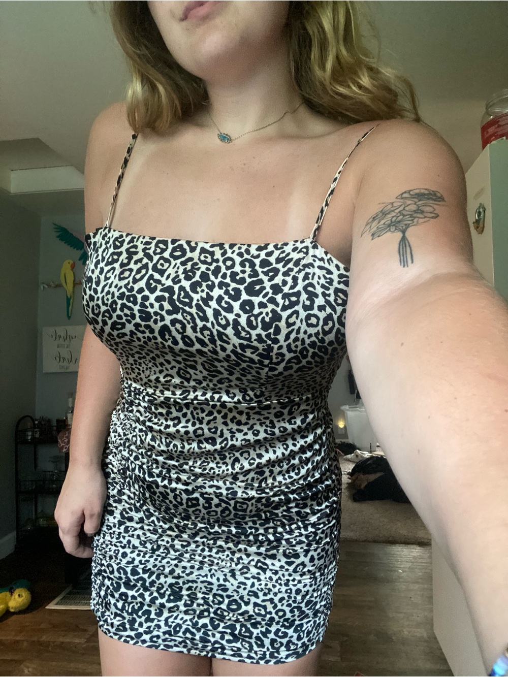 Windsor Black & White Leopard Print Spaghetti Strap Mini Dress